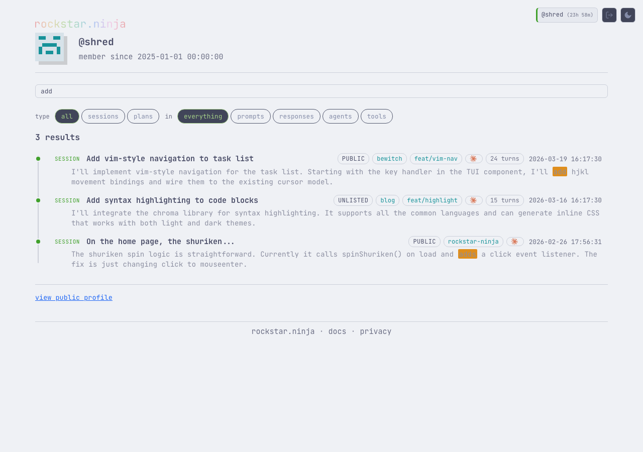 Dashboard search with filters