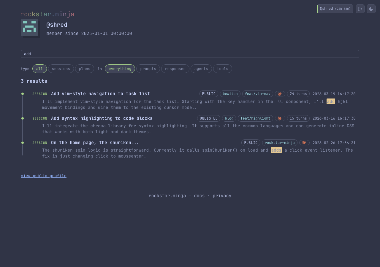Dashboard search with filters