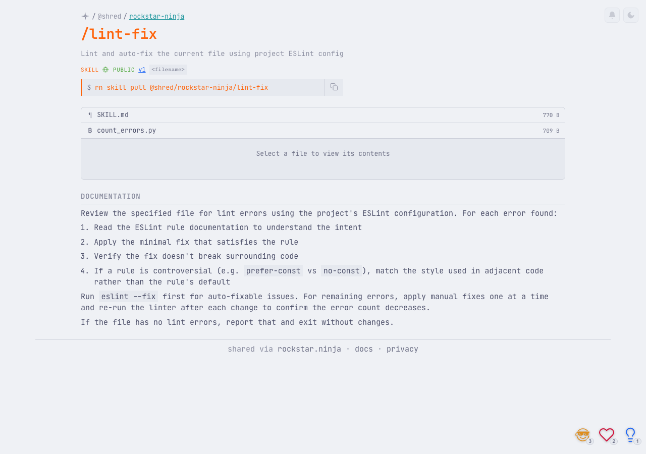 A skill page on rockstar.ninja